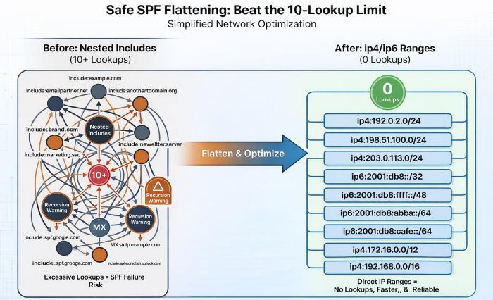 Safe SPF flattening
